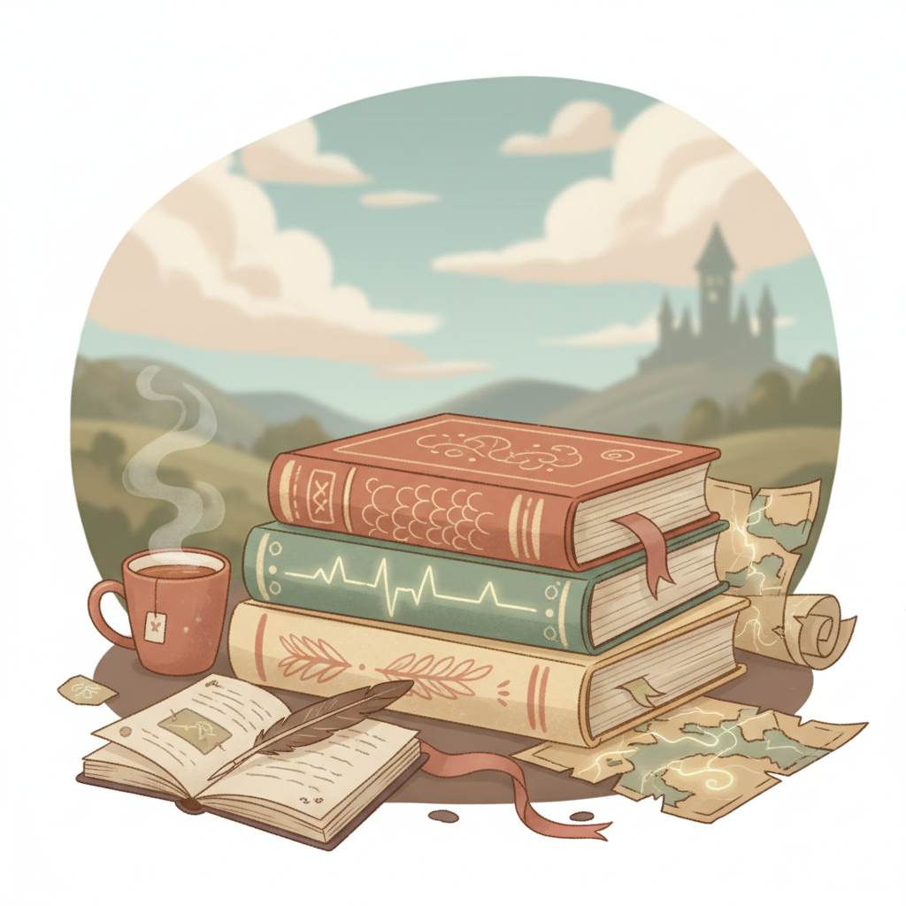 Illustrated infographic for the blog post “Chasing the Pulse: Three Books for the Post-Basgiath Slump”